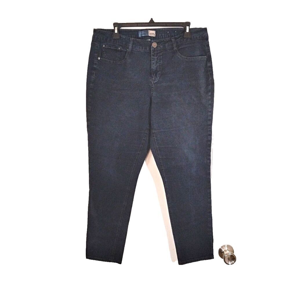 Beau Womens Size 16 Jeans Black Straight Leg 10" Rise